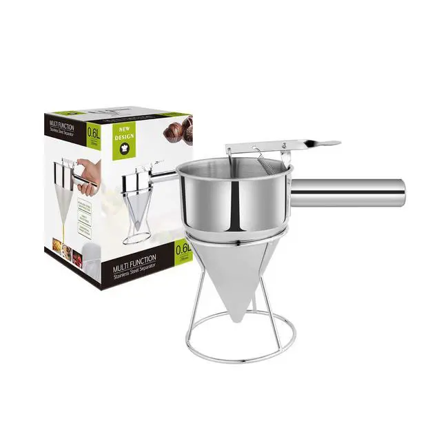 Alt view image 7 of 7 - EgieMr Stainless Steel Pancake Batter Dispenser Funnels with Stand Great for Cupcakes, Takoyaki or Any Baked Goods