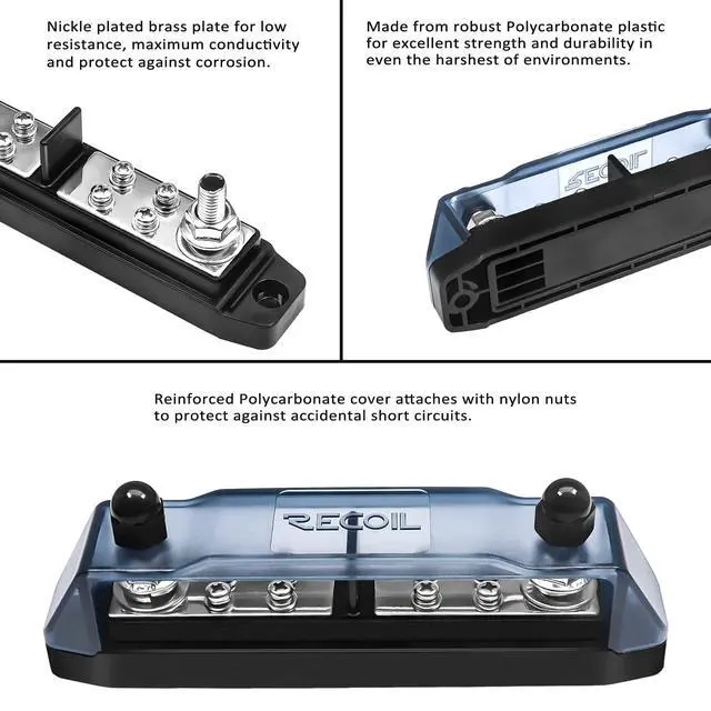 Alt view image 3 of 5 - BBPG5 Bus Bar Stud Positive and Negative Power Distribution Block