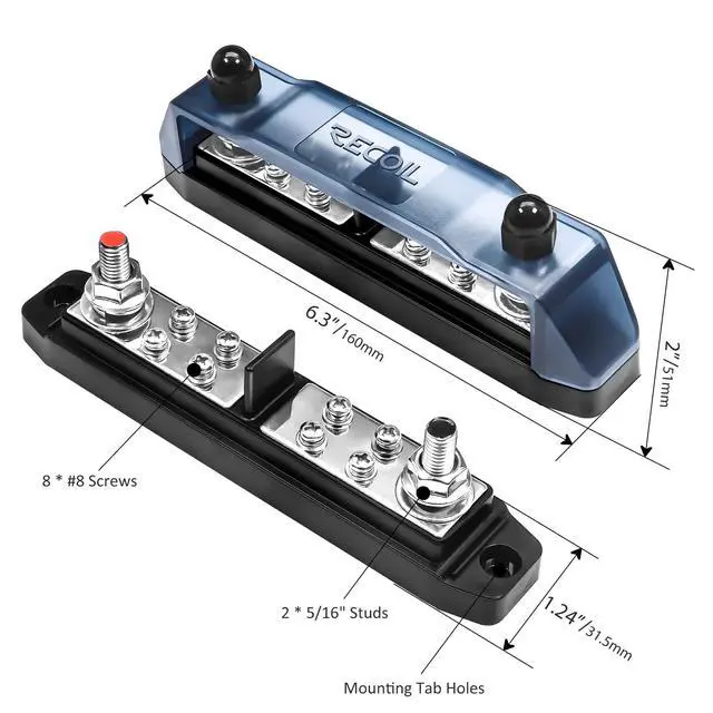 Alt view image 5 of 5 - BBPG5 Bus Bar Stud Positive and Negative Power Distribution Block