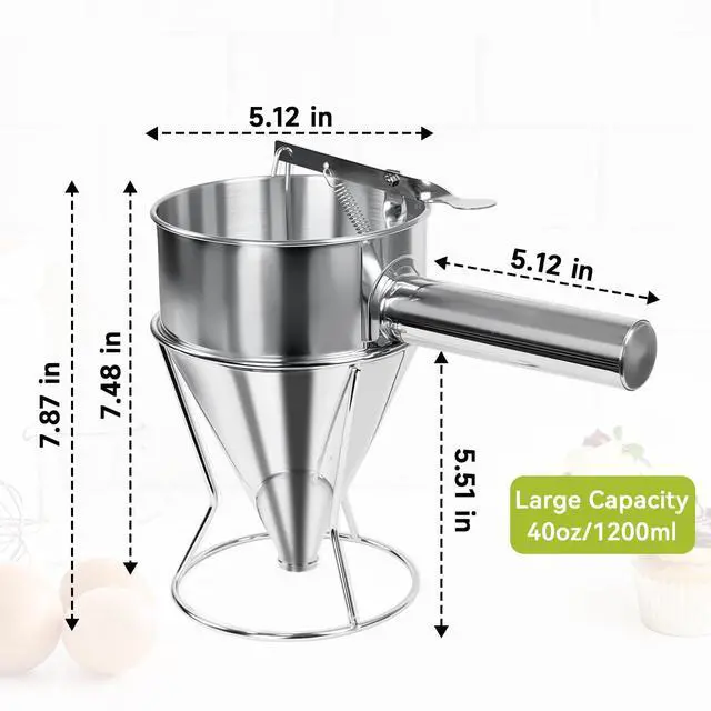 Alt view image 2 of 7 - 40oz 1200ML Stainless Steel Pancake Batter Dispenser