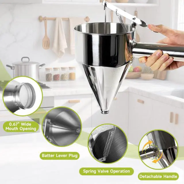 Alt view image 5 of 7 - 40oz 1200ML Stainless Steel Pancake Batter Dispenser