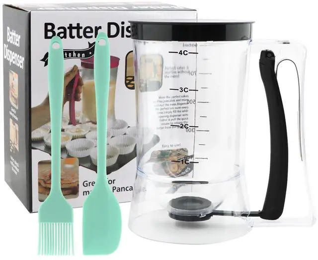 Main image of Pancake Batter Dispenser with Oil Brush and Scraper,Cupcake Batter Dispensers with Squeeze Handle for Precise Portion Control,for Perfect Pancakes,Cupcake,Waffle