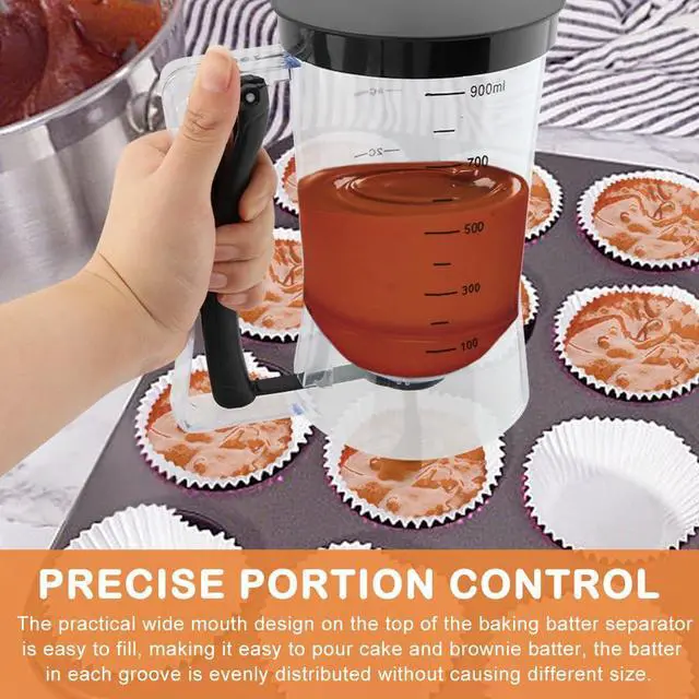 Alt view image 4 of 7 - Pancake Batter Dispenser with Oil Brush and Scraper,Cupcake Batter Dispensers with Squeeze Handle for Precise Portion Control,for Perfect Pancakes,Cupcake,Waffle