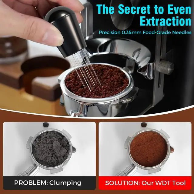 Alt view image 4 of 7 - Espresso Accessories Kit,51mm Coffee Distributor & Tamper Leveler,Dosing Funnel set and WDT Tool for Delonghi,Brebille and Casabrews 51mm Machine and Portafilters.