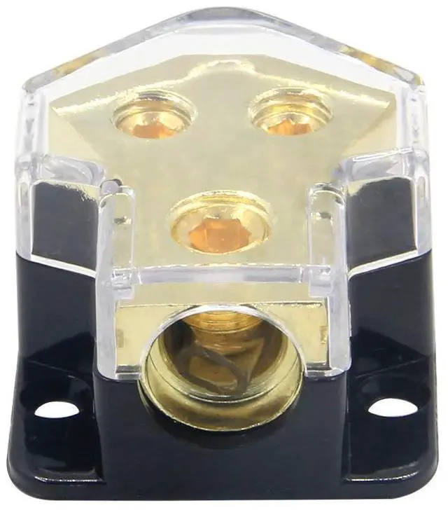 Alt view image 2 of 7 - 2 Way Power Distribution Block, 0/2/4 AWG Gauge in, 4/8/10 Gauge Out, Car Audio Stereo Amp Distribution Connecting Block for Audio Splitter (2Way)