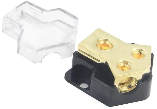 Alt view image 3 of 7 - 2 Way Power Distribution Block, 0/2/4 AWG Gauge in, 4/8/10 Gauge Out, Car Audio Stereo Amp Distribution Connecting Block for Audio Splitter (2Way)