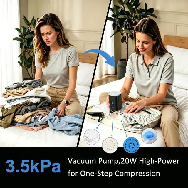 Alt view image 5 of 6 - 3-in-1 Cordless Mini Travel Vacuum Pump for Storage Bags with 5 Nozzles