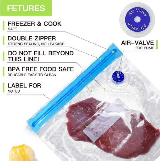 Alt view image 3 of 7 - Sous Vide Bags Reusable 32Pcs, Vacuum Sealer Bags 3 Sizes