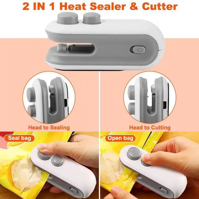 Alt view image 5 of 7 - 2 in 1 Mini Bag Sealer, Rechargeable Bag Sealer Heat Seal with Cutter, Magnet Mini Resealer Machine Portable Resealer for Plastic Bags Snacks & Food Storage