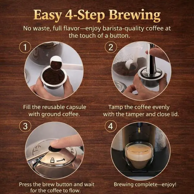 Alt view image 5 of 7 - Refillable Coffee Capsule: Compatible with Nespresso VERTUO Coffee Capsules, Stainless Steel 230ml Capacity Reusable Coffee Filter Pod Kit for Home, Office