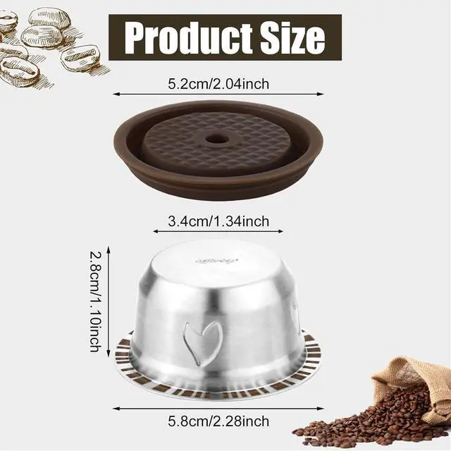 Alt view image 4 of 7 - Refillable Coffee Capsule: Compatible with Nespresso VERTUO Coffee Capsules, Stainless Steel 230ml Capacity Reusable Coffee Filter Pod Kit for Home, Office