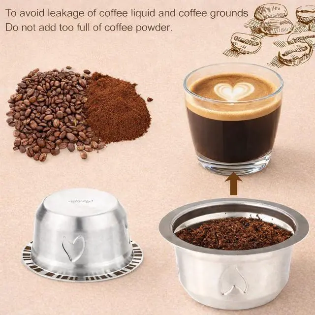 Alt view image 6 of 7 - Refillable Coffee Capsule: Compatible with Nespresso VERTUO Coffee Capsules, Stainless Steel 230ml Capacity Reusable Coffee Filter Pod Kit for Home, Office