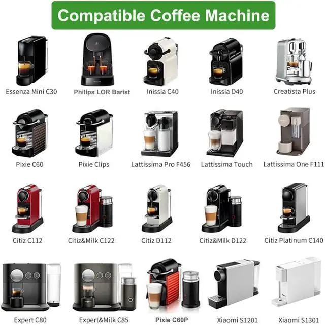 Alt view image 7 of 7 - Reusable Espresso Capsules Refillable Coffee Pods Stainless Steel Cups Filters Compatible for Nespresso Original Line Machines with Aluminum Foil Seals Stickers Lids (2 Cups+100 Lids)