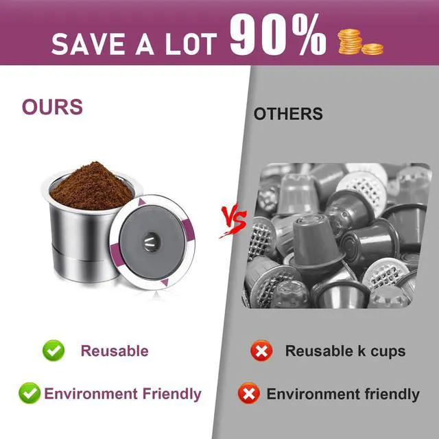 Alt view image 4 of 7 - Reusable K Cups, Universal stainless steel Reusable Coffee Pods, Refillable Single K Cups for K 2.0 and 1.0 Coffee Makers (PACK)
