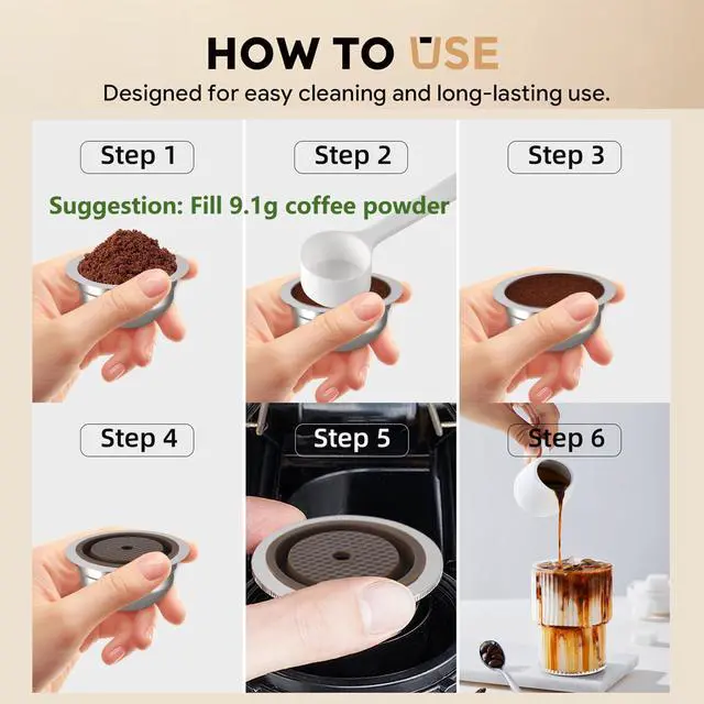 Alt view image 3 of 7 - Stainless Steel Reusable Coffee Pods 230ml Refillable Capsules Compatible with Nespr*sso Ve*rtuo PLUS NEXT POP GCA1 and ENV135 Series With 4 Barcode Stickers,Silicone Lid (230ML)