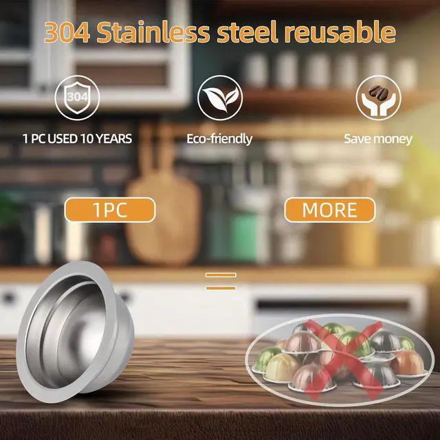 Alt view image 5 of 7 - Stainless Steel Reusable Coffee Pods 230ml Refillable Capsules Compatible with Nespr*sso Ve*rtuo PLUS NEXT POP GCA1 and ENV135 Series With 4 Barcode Stickers,Silicone Lid (230ML)