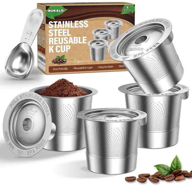 Main image of 4-Pack Reusable K Cups for Keurig: Stainless Steel Reusable Coffee Pods for Keurig 1.0 - Eco-Friendly & Cost-Saving Coffee Filters for Daily Brewing - Easy to Fill & Clean