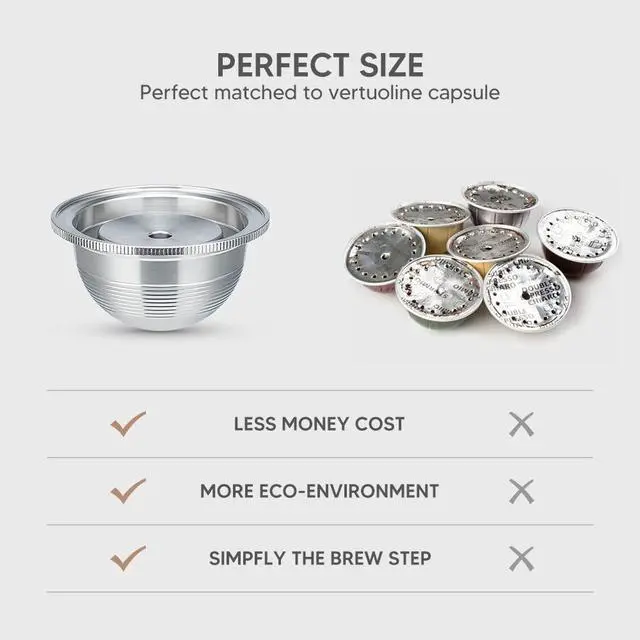 Alt view image 6 of 7 - Stainless Steel Reusable Coffee Capsule, Metal Refillable Coffee Pod Brewing Espresso 70ML/2.40Z(SMALL), Compatible with N-espresso Ver-tuoPlus XN903/XN900 / Vertuo-line GCA1/ENV135/ENV150