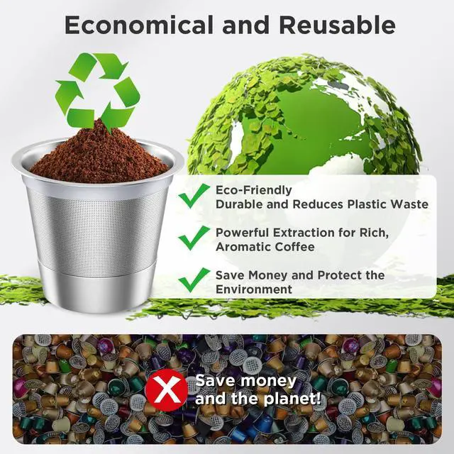 Alt view image 4 of 7 - 2 Pack Reusable K Cups for Keurig 1.0 & 2.0, Food Grade SUS304 Stainless Steel Reusable Coffee Pods, BPA-Free Refillable K Cups for K-Classic K-Mini