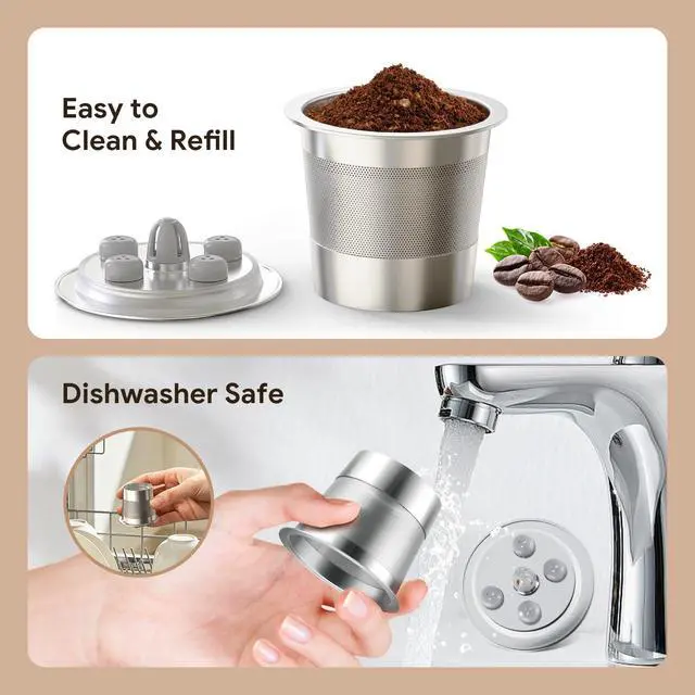 Alt view image 6 of 7 - 2 Pack Stainless Steel Reusable K Cups for Keurig Supreme & Supreme Plus, Five Hole Universal Keurig Refillable coffee pod filter with MultiStream Universal Coffee Pods