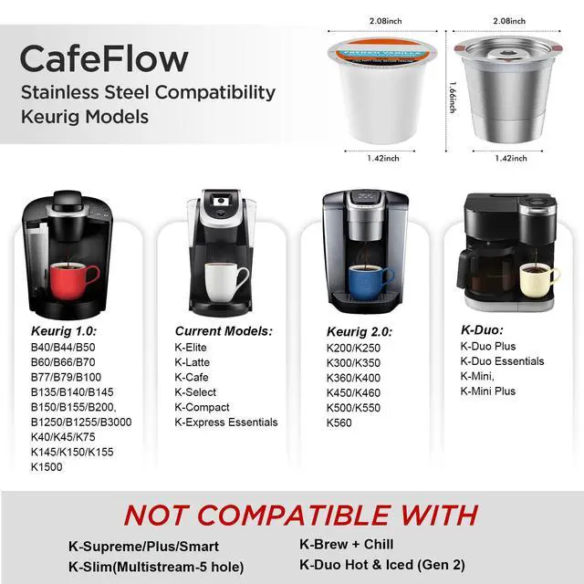 Alt view image 3 of 7 - Reusable k Cup Coffee Filters,Universal stainless steel Refillable k Cups Filter Use for Keurig 2.0 and 1.0 Coffee Makers-brewers (2 stainless steel)
