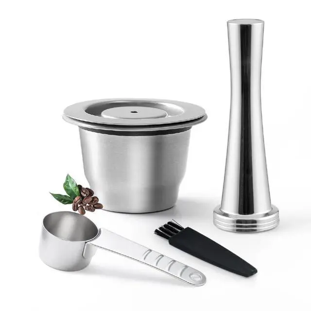 Alt view image 6 of 6 - Reusable Coffee Capsule Compatible with Nes OriginalLine Machine Stainless Steel Refillable Coffee Pod Filter with tamper and Spoon for Nes Coffee Maker