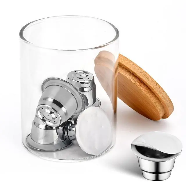 Alt view image 7 of 7 - Reusable Capsules for Nespresso OriginalLine - 6pcs Espresso Refillable Pods Stainless Steel Coffee Pods Compatible for Nespresso Originaline Machine(6 Pods+200pcs Lids)