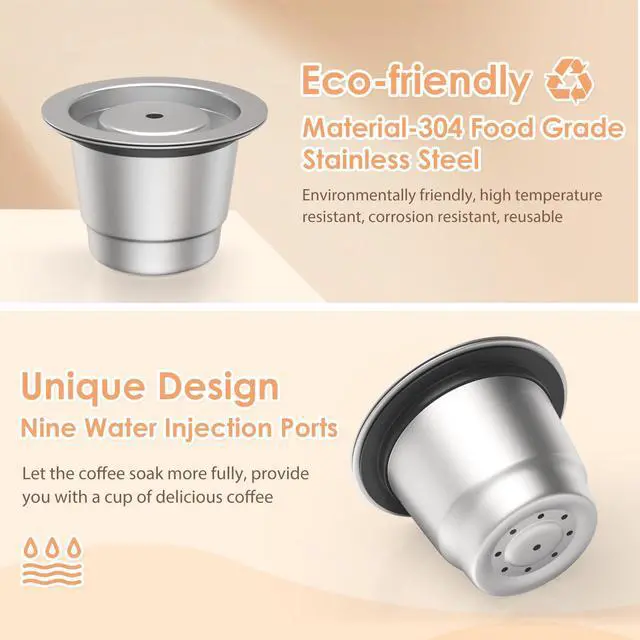 Alt view image 2 of 7 - Stainless Steel Coffee Pod, Metal Refillable Capsules for Nespresso