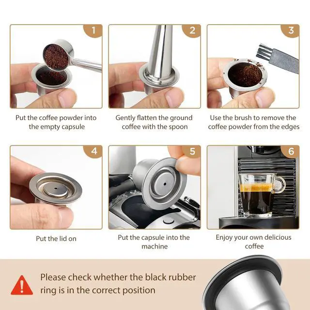 Alt view image 4 of 7 - Stainless Steel Coffee Pod, Metal Refillable Capsules for Nespresso