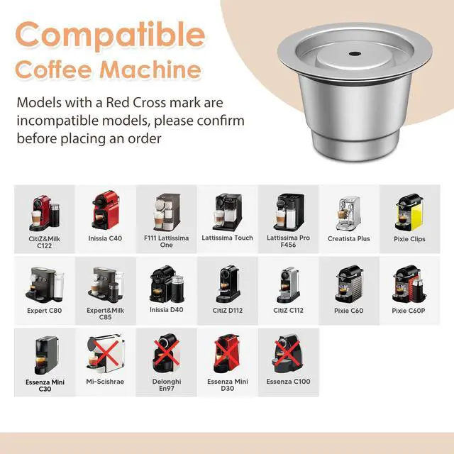Alt view image 5 of 7 - Stainless Steel Coffee Pod, Metal Refillable Capsules for Nespresso