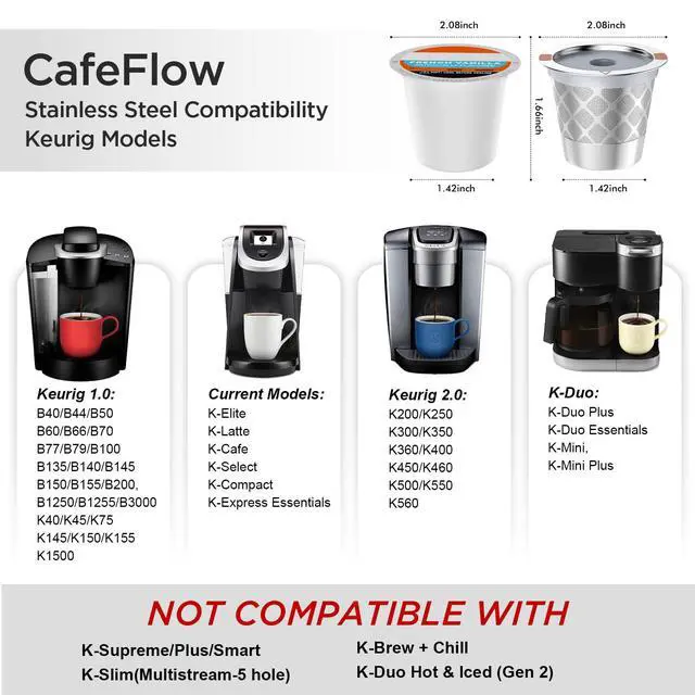 Alt view image 3 of 7 - Reusable k Cup Coffee Filters,Universal stainless steel Refillable k Cups Filter Use for K 2.0 and 1.0 Coffee Makers-brewers (2)