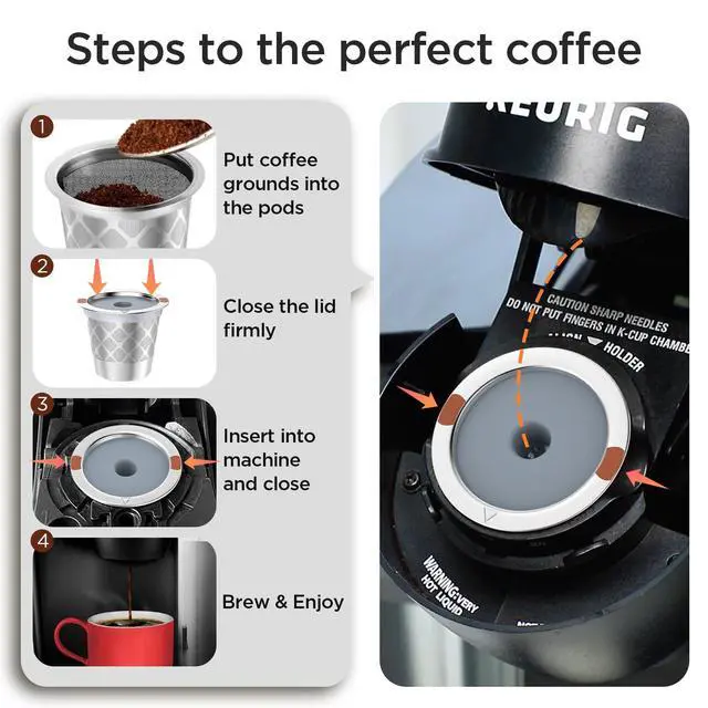 Alt view image 5 of 7 - Reusable k Cup Coffee Filters,Universal stainless steel Refillable k Cups Filter Use for K 2.0 and 1.0 Coffee Makers-brewers (2)