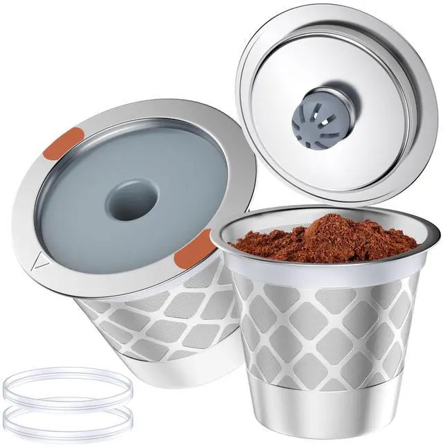 Main image of Reusable k Cup Coffee Filters,Universal stainless steel Refillable k Cups Filter Use for K 2.0 and 1.0 Coffee Makers-brewers (2)