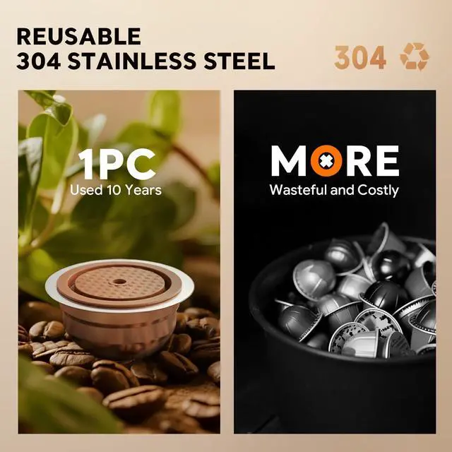 Alt view image 6 of 6 - Stainless Steel Reusable Coffee Pods for Nespr*sso V-rtuo - Refillable Capsules Compatible with V-rtuoline GCA1 and ENV135 NEXT POP Series With 4 Barcode Stickers,Silicone Lid (230ML)