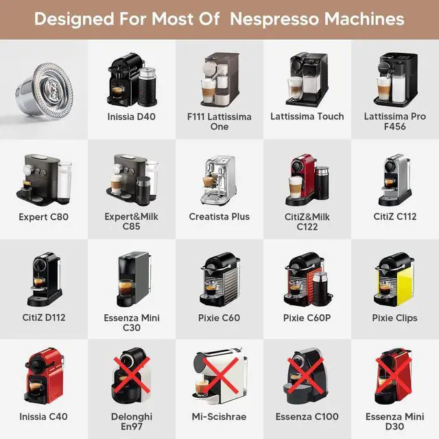 Alt view image 2 of 7 - Stainless Steel Refillable Coffee Espresso Capsules, Reusable Coffee Pods Compatible with Ne-spresso Original Line Brewers New Generation (Capsules + Tamper)