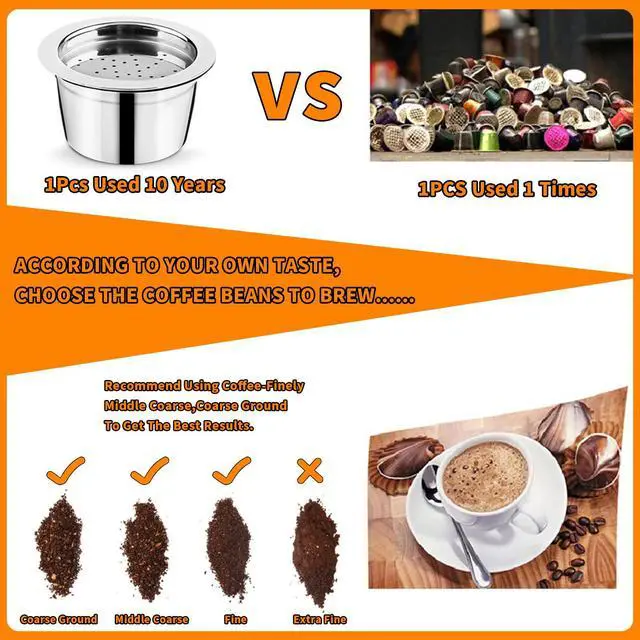 Alt view image 3 of 7 - Stainless Steel Coffee Capsules, Reusable Espresso Capsules for K Fee Pods Refillable Coffee Capsule Filter with 1 Spoon and 1 Brush