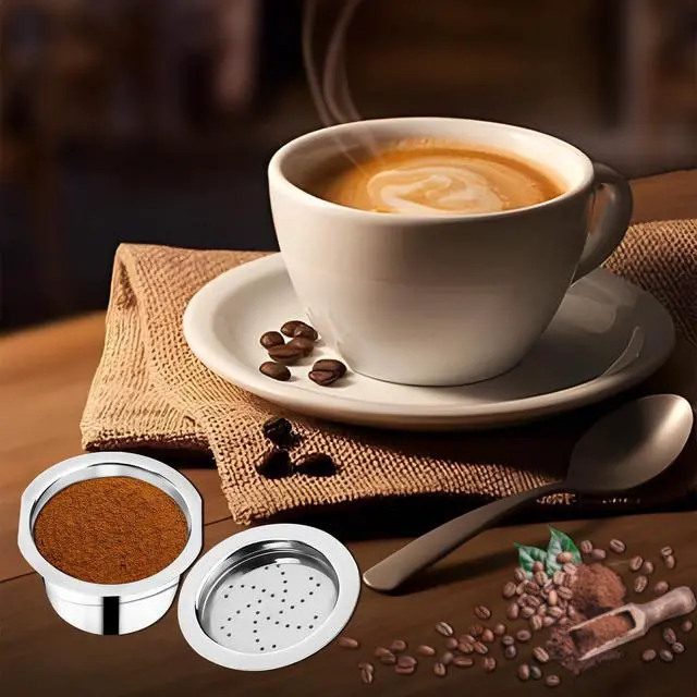 Alt view image 7 of 7 - Stainless Steel Coffee Capsules, Reusable Espresso Capsules for K Fee Pods Refillable Coffee Capsule Filter with 1 Spoon and 1 Brush