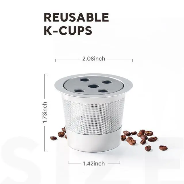 Alt view image 2 of 7 - Stainless Steel Reusable K Cups Compatible with Keurig Supreme & Supreme Plus, Reusable K Cups Five Hole Universal for Keurig Refillable Coffee Pod Filter (2 Pack)