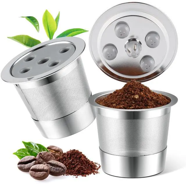 Main image of Stainless Steel Reusable K Cups Compatible with Keurig Supreme & Supreme Plus, Reusable K Cups Five Hole Universal for Keurig Refillable Coffee Pod Filter (2 Pack)