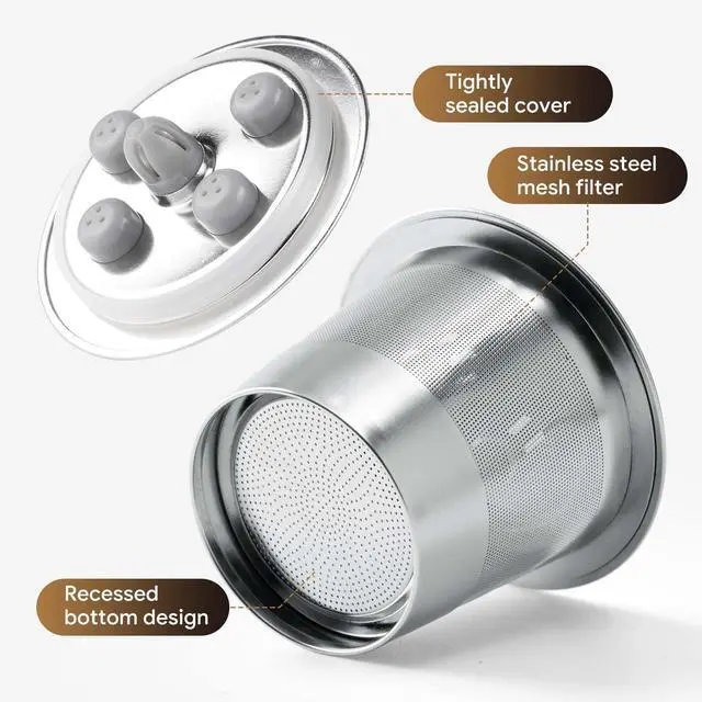 Alt view image 3 of 7 - Stainless Steel Reusable K Cups Compatible with Keurig Supreme & Supreme Plus, Reusable K Cups Five Hole Universal for Keurig Refillable Coffee Pod Filter (2 Pack)