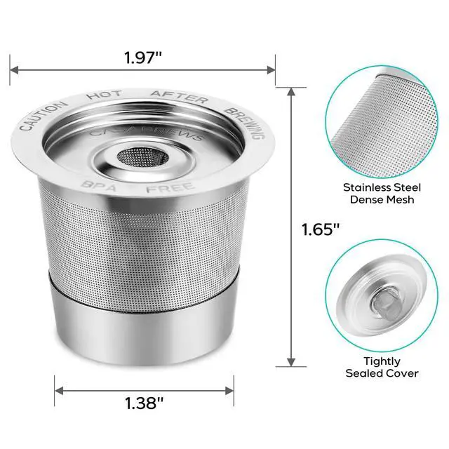 Alt view image 5 of 6 - CASKF01 Reusable K Cups Coffee Pods for Keurig, Universal Stainless Steel Refillable Reusable K Cup Coffee Filters Compatible with Keurig 1.0 Coffee Machines, Eco-Friendly, BPA-Free