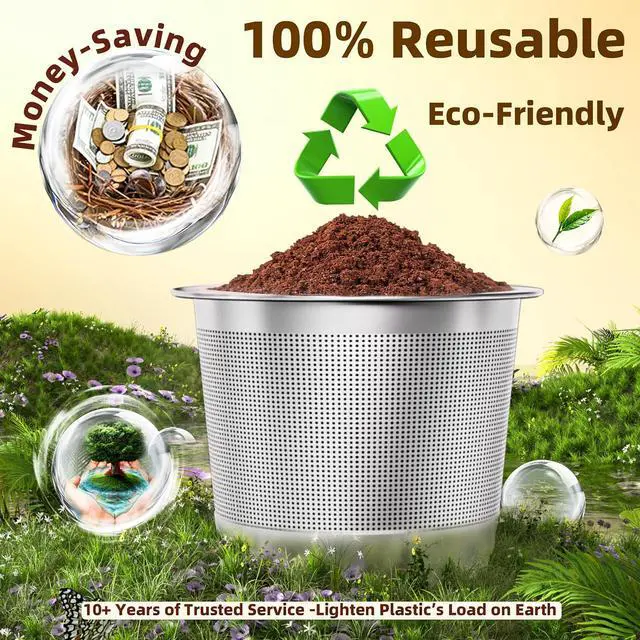 Alt view image 5 of 6 - 2 Pack Reusable K Cups Coffee Pods for Keurig 1.0: Stainless Steel Refillable K Cups - Reusable Coffee Filters for Keurig Coffee Machine, BPA-Free, SUS 304, Scoop, Heat Resistant Handles