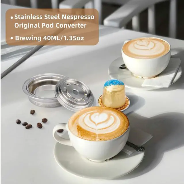 Alt view image 2 of 7 - Reusable Coffee Pod Converter Need to Use with Oringal Capsule(NOT Including),Stainless Steel Coffee Capsule Adapter Compatible with De'Longhi ENV135 Vertuoline GCA1,Vertuo Next Vertuo Pop 40ml/1.35oz