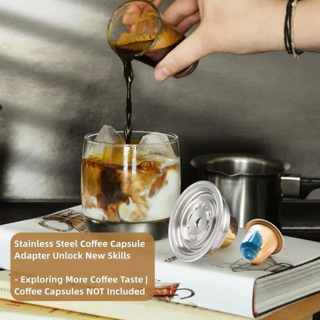 Alt view image 6 of 7 - Reusable Coffee Pod Converter Need to Use with Oringal Capsule(NOT Including),Stainless Steel Coffee Capsule Adapter Compatible with De'Longhi ENV135 Vertuoline GCA1,Vertuo Next Vertuo Pop 40ml/1.35oz