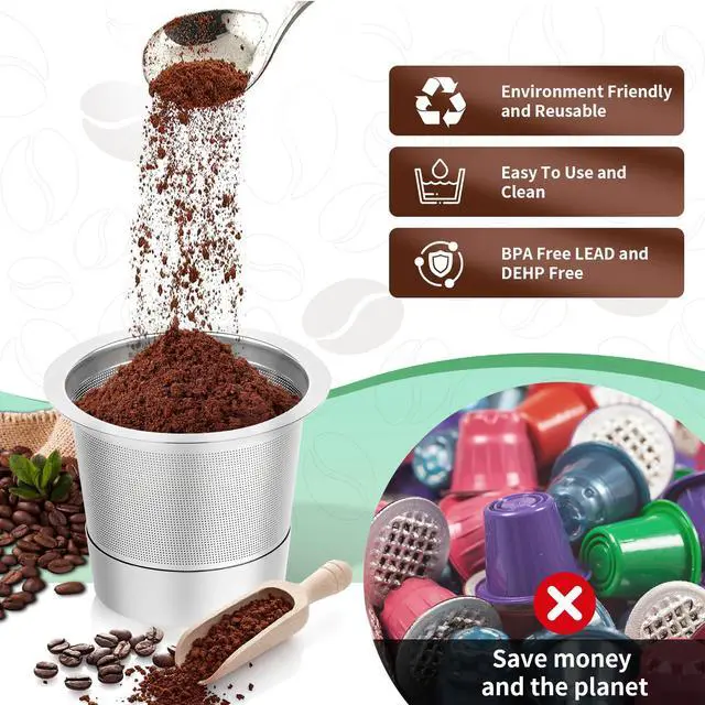 Alt view image 5 of 7 - 2 Pack Reusable K Cups For Keurig 1.0, Stainless Steel Reusable Coffee Pods