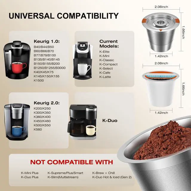 Alt view image 4 of 7 - Reusable K Cups Coffee Pods for Keurig: Full Stainless Steel Refillable K Cups Coffee Filter Compatible 1.0 and 2.0 Coffee Makers-brewers (1Pack)
