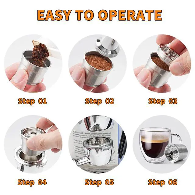 Alt view image 3 of 7 - Stainless Steel Coffee Capsules, Reusable Espresso Capsules Refillable Coffee Capsule Compatible with ILLY Coffee Machine for Y1.1 Y3 Y5 X7.1 X9