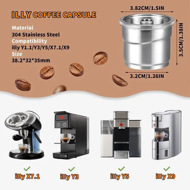Alt view image 2 of 7 - Stainless Steel Coffee Capsules, Reusable Espresso Capsules Refillable Coffee Capsule Compatible with ILLY Coffee Machine for Y1.1 Y3 Y5 X7.1 X9