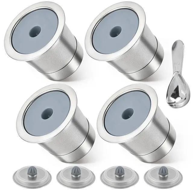 Main image of 4 Pack Reusable K Cups for Keurig: Stainless Steel K Cup Coffee Pods Compatible with Keurig 1.0 & 2.0 Coffee Makers Machine Refillable Coffee Filters,Leak Proof & Easy Rinse