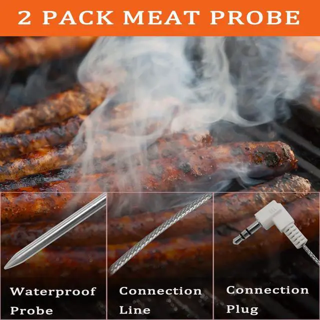 Alt view image 5 of 7 - Replacement Meat Probes for Traeger Wood Pellet Grill, 2 Pack High-Temperature BBQ Waterproof Digital Thermostat Probe